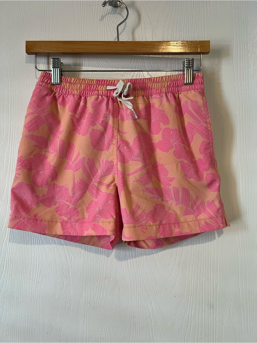 Chubbies Swim Shorts Trunks Pink Orange Floral Mesh Lined Drawstring Boys 10-12